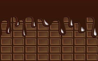 溶けたチョコレートと板チョコ　カカオ