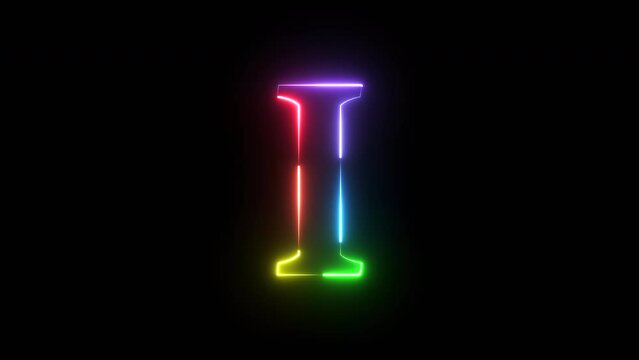 Neon light rainbow color alphabet I