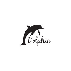 dolphin silhouette sea animal smart animal logo design vector icon illustration