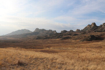 mountain, rock, landscape, sky, nature, desert, stone, mountains, travel, clouds, rocks, mount