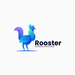 Vector Logo Illustration Rooster Gradient Colorful Style.