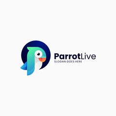 Vector Logo Illustration Parrot Gradient Colorful Style.