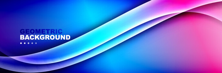 Wavy lines, technology digital template with shadows and lights on gradient background. Trendy simple fluid color gradient abstract background with dynamic wave shadow lines effect