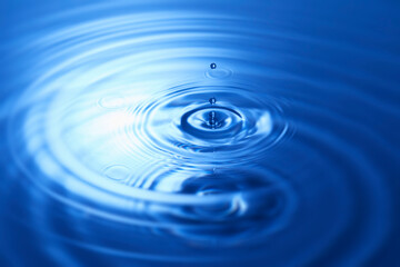 Naklejka na ściany i meble splash blue water drop with circular waves