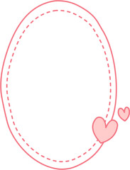 Oval Pink Valentine Doodle Frame with Heart