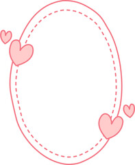 Oval Pink Valentine Doodle Frame with Heart