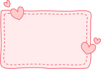 Rectangle Pink Valentine Doodle Frame with Heart