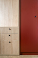 contemporary wood wardrobe for clothes in living room