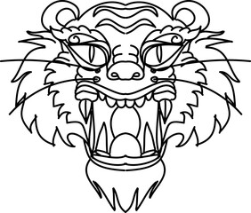 Tiger face sticker vector.Tiger head traditional tattoo.Vector of Japanese tiger for sticker or printing on T-shirt.line for doodle art and illustration for coloring book.