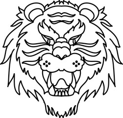 Tiger face sticker vector.Tiger head traditional tattoo.Vector of Japanese tiger for sticker or printing on T-shirt.line for doodle art and illustration for coloring book.