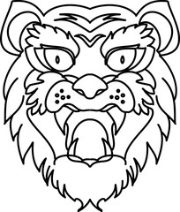 Tiger face sticker vector.Tiger head traditional tattoo.Vector of Japanese tiger for sticker or printing on T-shirt.line for doodle art and illustration for coloring book.
