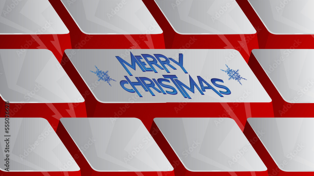 Poster computer keyboard with merry christmas text. close-up of an electronic computer device part, keypad.