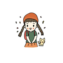 Obraz na płótnie Canvas Happy lovely girl with her pet cat
