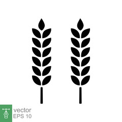Farm wheat ears icon. Simple flat style. Grain, oat, gluten free, food concept. Organic eco business, agriculture, bakery. Vector illustration isolated on white background. EPS 10.