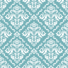 Orient vector classic pattern. Seamless abstract light blue and white background with vintage elements. Orient pattern. Ornament for wallpapers and packaging