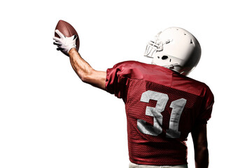 Football Player with a  Red uniform on a transparent background. PNG file.