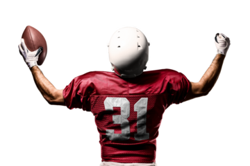 Football Player with a  Red uniform on a transparent background. PNG file.