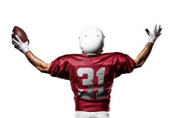 Football Player with a  Red uniform on a transparent background. PNG file.