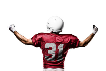 Football Player with a  Red uniform on a transparent background. PNG file.