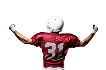 Football Player with a  Red uniform on a transparent background. PNG file.