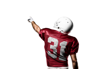 Football Player with a  Red uniform on a transparent background. PNG file.