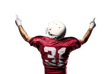 Football Player with a  Red uniform on a transparent background. PNG file.