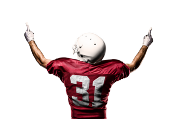 Football Player with a  Red uniform on a transparent background. PNG file.