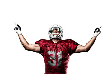 Football Player with a  Red uniform on a transparent background. PNG file.