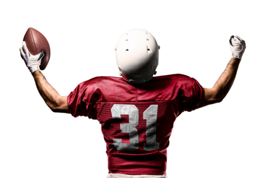 Football Player with a  Red uniform on a transparent background. PNG file.