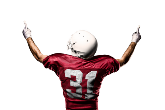 Football Player with a  Red uniform on a transparent background. PNG file.