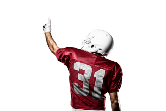 Football Player with a  Red uniform on a transparent background. PNG file.