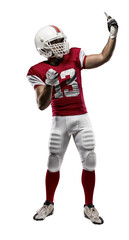 Obraz premium Football Player with a Red uniform on a transparent background. PNG file.