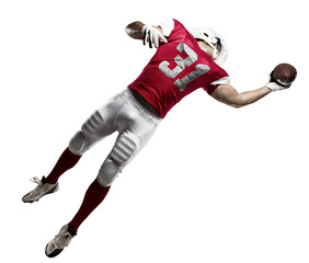 Football Player with a  Red uniform on a transparent background. PNG file. © beto_chagas