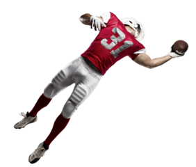 Football Player with a  Red uniform on a transparent background. PNG file.
