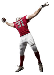 Football Player with a  Red uniform on a transparent background. PNG file.