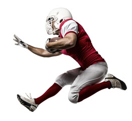 Football Player with a  Red uniform on a transparent background. PNG file.