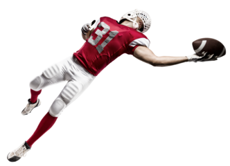 Football Player with a  Red uniform on a transparent background. PNG file.