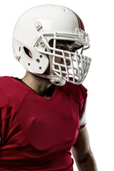 Football Player with a  Red uniform on a transparent background. PNG file.