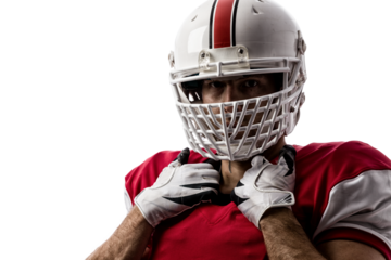 Football Player with a  Red uniform on a transparent background. PNG file.