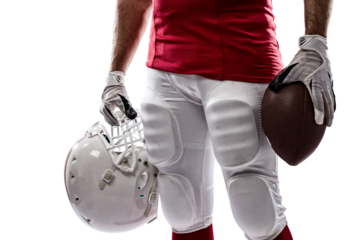 Football Player with a  Red uniform on a transparent background. PNG file.