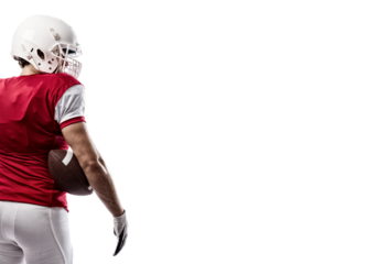 Football Player with a  Red uniform on a transparent background. PNG file.