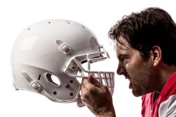 Football Player with a  Red uniform on a transparent background. PNG file.