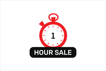 Fototapeta na wymiar Vector hour sale promotional template with clock