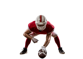 Football Player with a  Red uniform on a transparent background. PNG file.