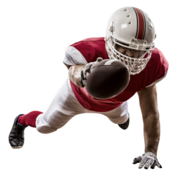 Football Player with a  Red uniform on a transparent background. PNG file.