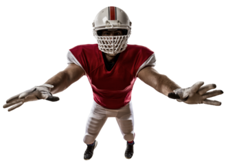 Football Player with a  Red uniform on a transparent background. PNG file.