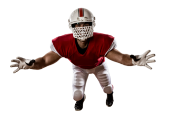 Football Player with a  Red uniform on a transparent background. PNG file.