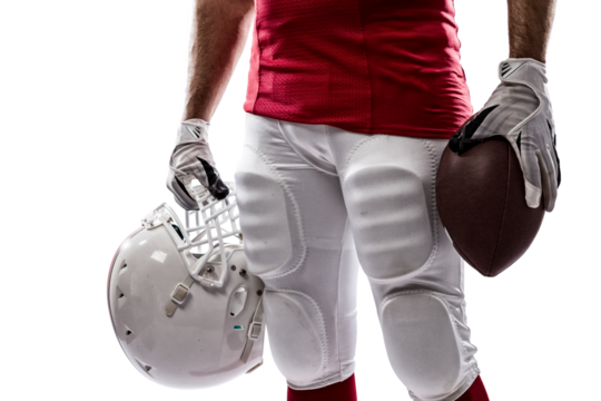 Football Player with a  Red uniform on a transparent background. PNG file.