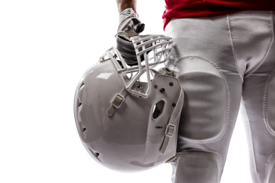 Football Player with a  Red uniform on a transparent background. PNG file.