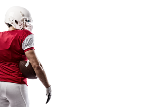 Football Player with a  Red uniform on a transparent background. PNG file.
